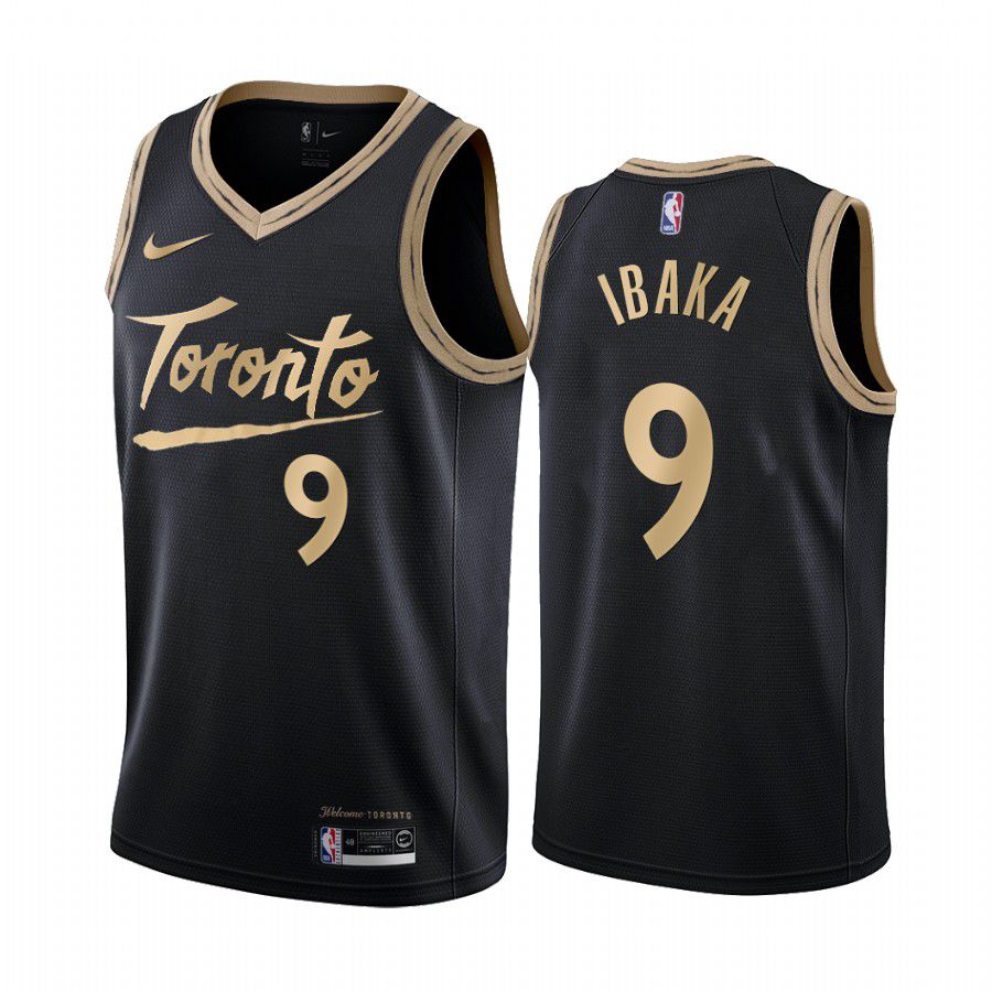 Men Toronto Raptors #9 serge ibaka black city edition 2020 nba jersey->golden state warriors->NBA Jersey